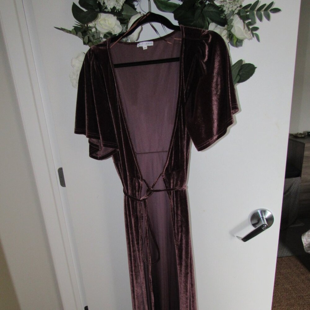Baltic Born Meghan Velvet Wrap Maxi Dress Bridesmaid Dusty Plum Size Medium